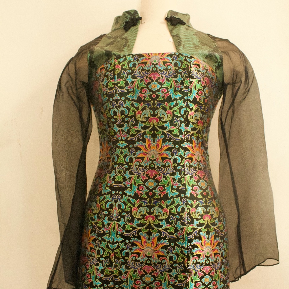 Kim Shui Organza Sleeve Brocade Dress NWT